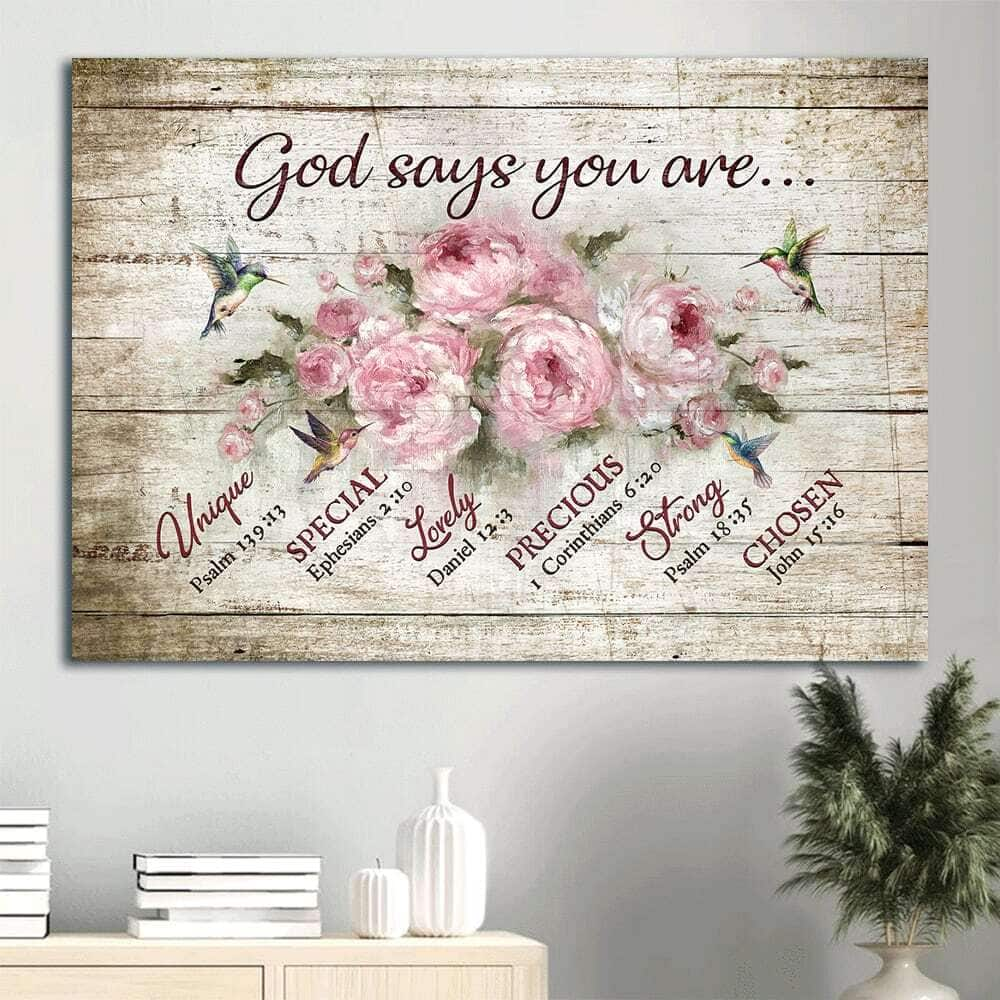 Christian Bible Verse God Says You Are Canvas Wall Art