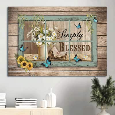 Bible Book Daisy Flowers Sunflower Simply Blessed Canvas Wall Art Bible Book Daisy Flowers Sunflower Simply Blessed Canvas Wall Art