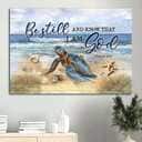 Turtle Blue Ocean Starfish Be Still And Know That I Am God Canvas Wall Art