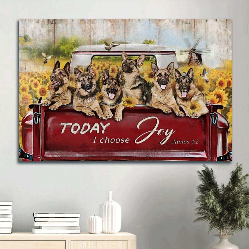 German Shepherd James 1:2 Today I Choose Joy Canvas Wall Art German Shepherd James 1:2 Today I Choose Joy Canvas Wall Art