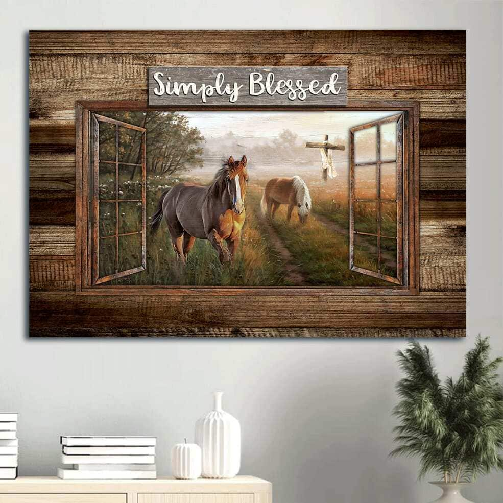 Christian Canvas Wall Art Horses Simply Blessed