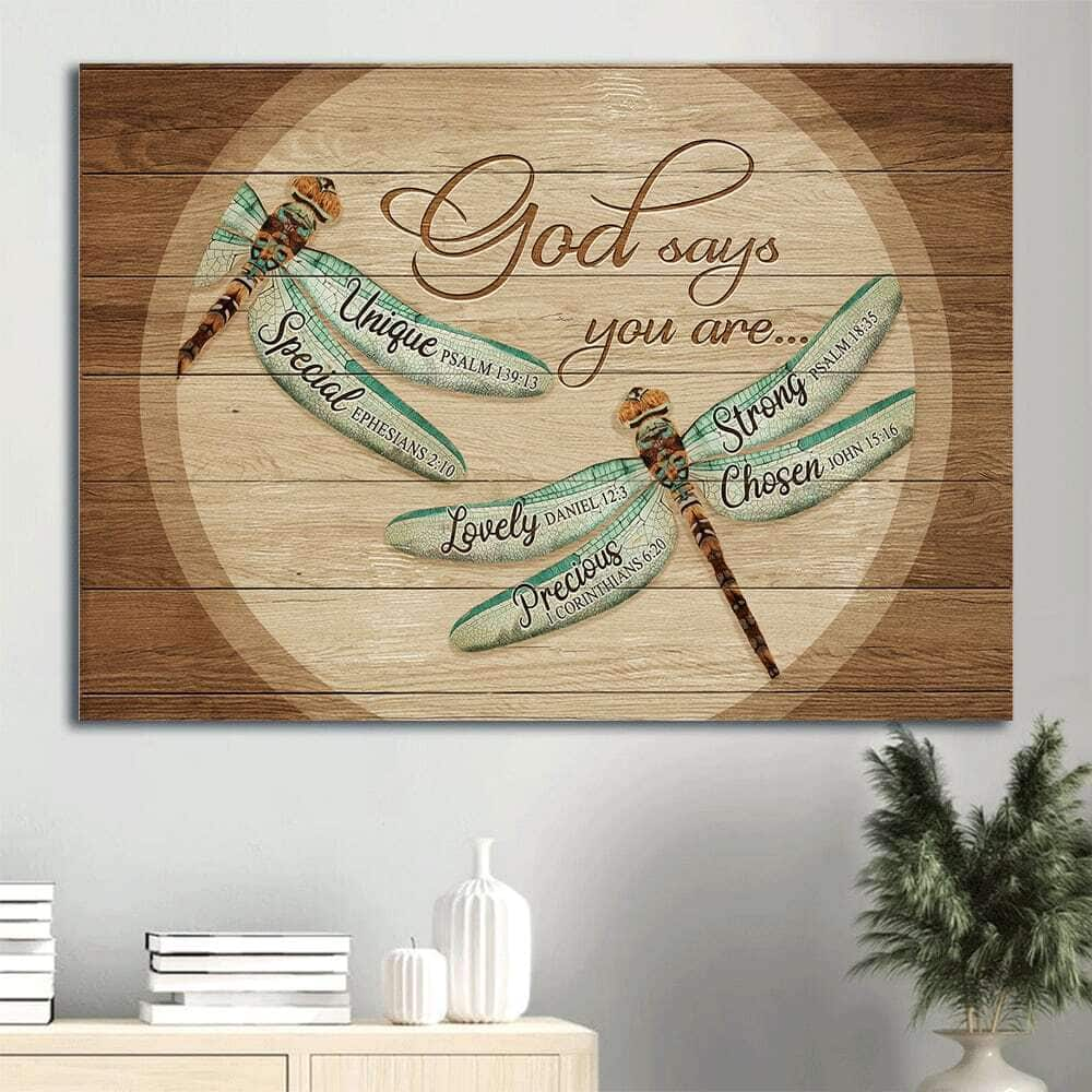 Christian God Says You Are Canvas Wall Art Dragonfly