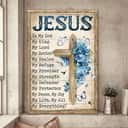 Christian Jesus Is My God My King Cross Flower Canvas Print Christian Jesus Is My God My King Cross Flower Canvas Print