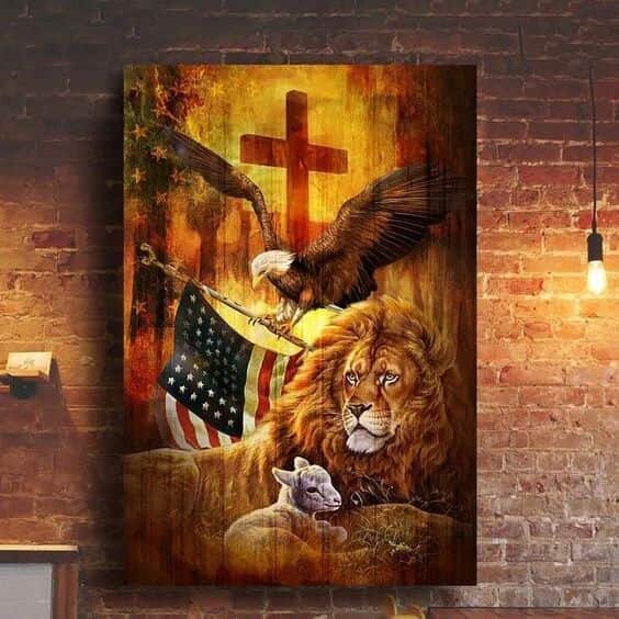 Christian Jesus God Blesses Our America Canvas Print