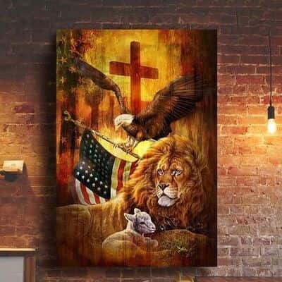 Christian Jesus God Blesses Our America Canvas Print