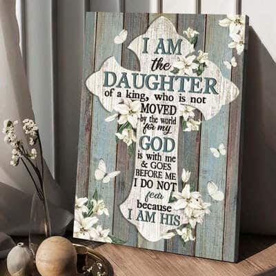 Christian Canvas Print Jesus Cross White Tulip I Am The Daughter Of A King