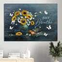 Sunflower Butterfly Just Breathe Canvas Wall Art Sunflower Butterfly Just Breathe Canvas Wall Art