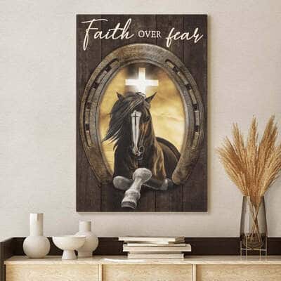 Jesus Horses Cross Faith Over Fear Canvas Print