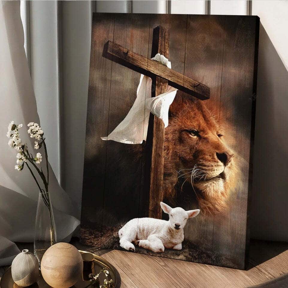Cross Lion Lamb Of God King Of Kings Canvas Print Cross Lion Lamb Of God King Of Kings Canvas Print