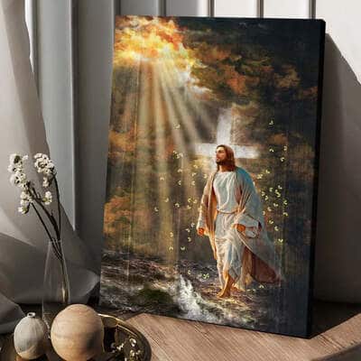 Halo Painting Jesus Walking On Water Canvas Print