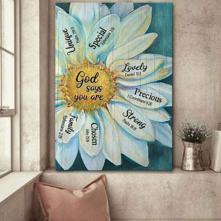 Christian Daisy Flower God Says You Are Canvas Print