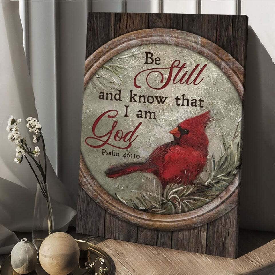 Cardinal Winter Forest Be Still And Know That I Am God Canvas Print Cardinal Winter Forest Be Still And Know That I Am God Canvas Print