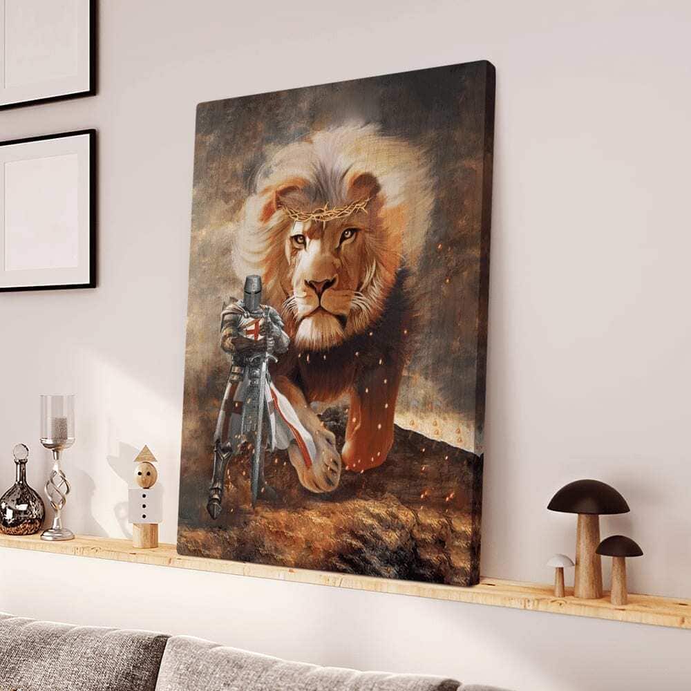 Christian Knight Templar And Lion Canvas Print Christian Knight Templar And Lion Canvas Print