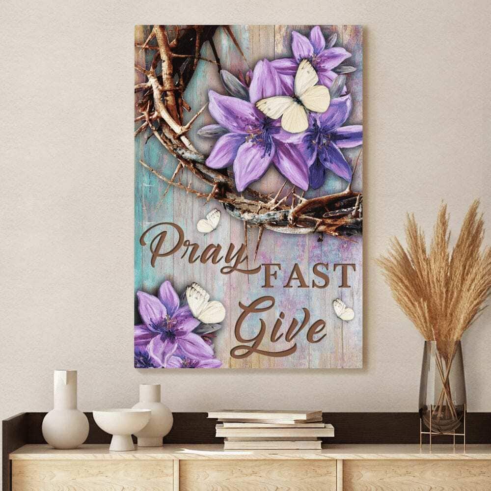 Christian Jesus Pray Fast Give Purple Flower Canvas Print