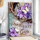 Christian Jesus Pray Fast Give Purple Flower Canvas Print