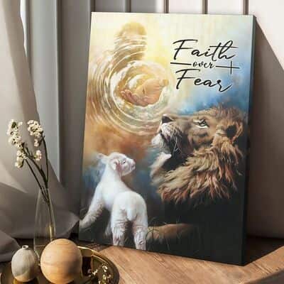 Christian Jesus Lion And Lamb Faith Over Fear Canvas Print Christian Jesus Lion And Lamb Faith Over Fear Canvas Print