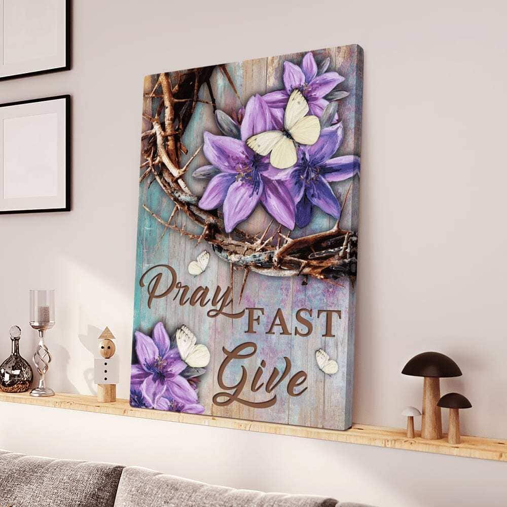 Christian Jesus Pray Fast Give Purple Flower Canvas Print