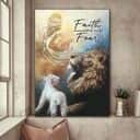Christian Jesus Lion And Lamb Faith Over Fear Canvas Print Christian Jesus Lion And Lamb Faith Over Fear Canvas Print