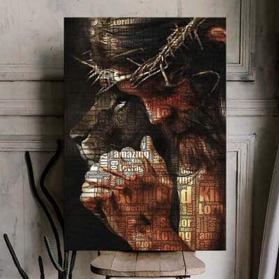 Christian Jesus And Lion Pray And Believe Canvas Print
