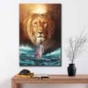 Christian Lion And Jesus Walks On The Water Canvas Print