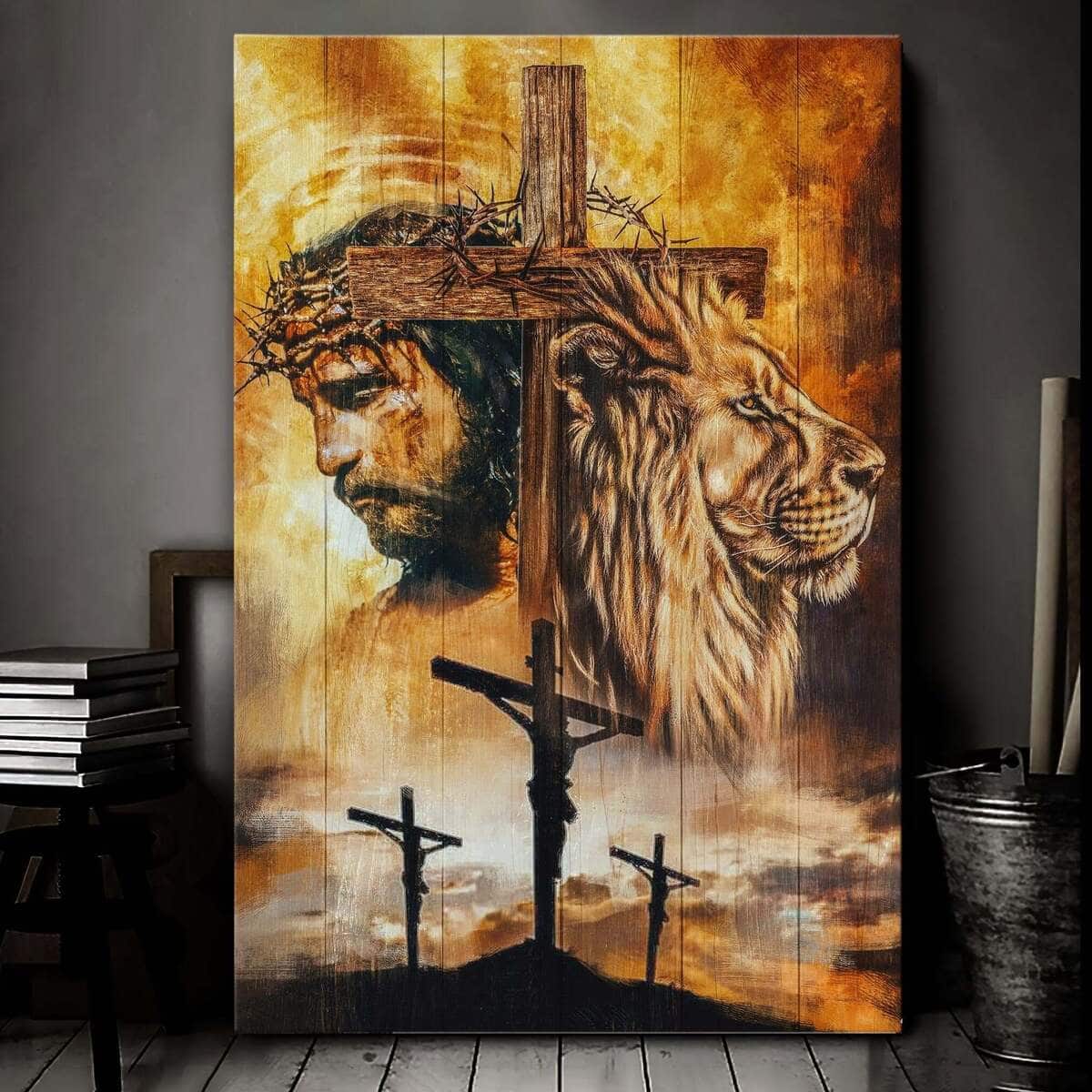 Christian Jesus And Lion Cross Canvas Print Christian Jesus And Lion Cross Canvas Print