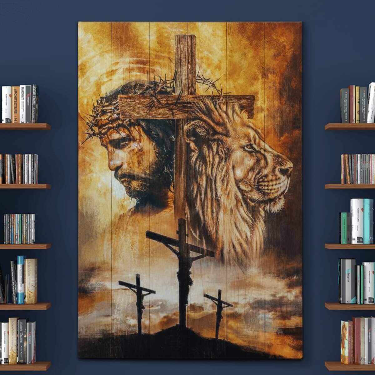 Christian Jesus And Lion Cross Canvas Print Christian Jesus And Lion Cross Canvas Print