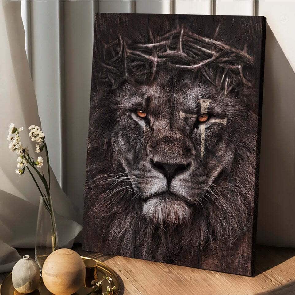 Lion Crown Of Thorn Cross Canvas Print Lion Crown Of Thorn Cross Canvas Print