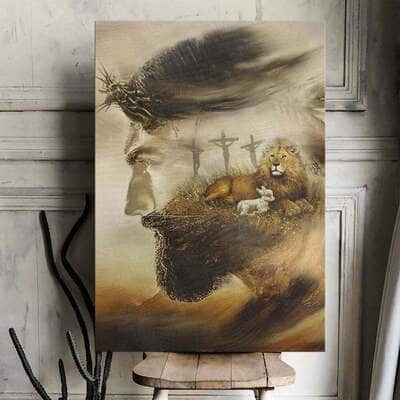 Lion And Lamb Jesus Canvas Print