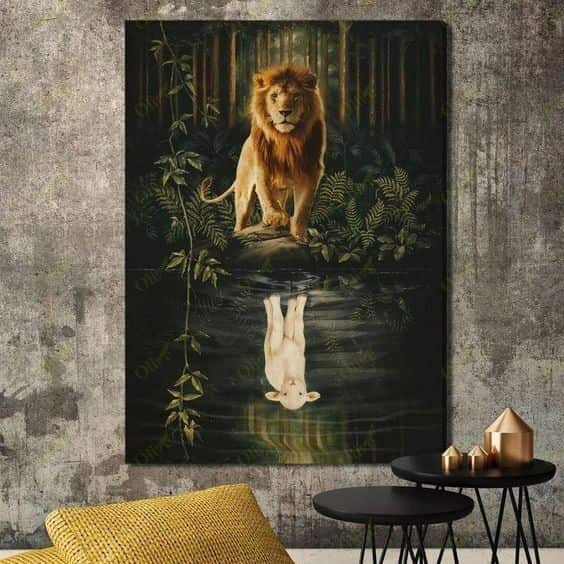 Lion And Sheep Awesome Reflection Canvas Print Lion And Sheep Awesome Reflection Canvas Print