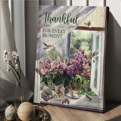 Lavender Hummingbird Thankful For Every Moment Canvas Print