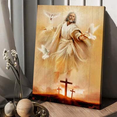 Jesus Pretty Dove Cross Canvas Print