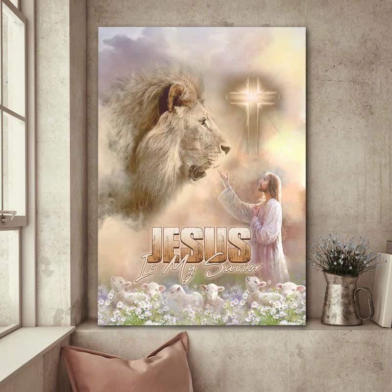 Jesus Is My Savior Jesus Lion And Lamb Canvas Print Jesus Is My Savior Jesus Lion And Lamb Canvas Print