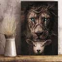 Jesus Lion And Sheep Canvas Print