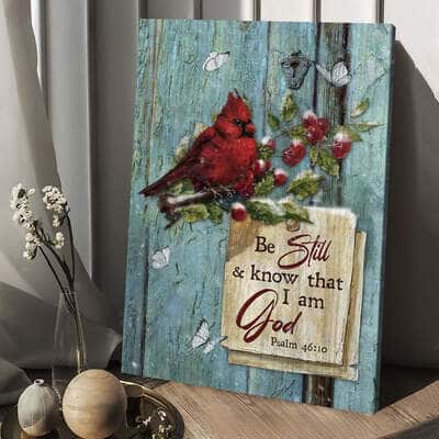 Cardinal Red Cranberry Be Still And Know That I Am God Canvas Print
