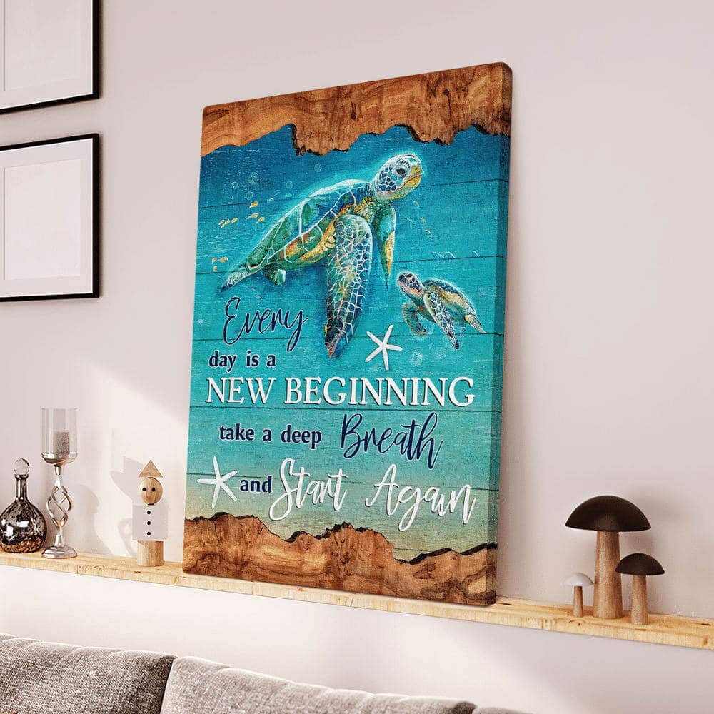Christian Everyday Is A New Beginning Turtles Canvas Print