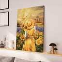 Christian Beautiful Girl Sunflower Field Jesus Hand Cross Canvas Print Christian Beautiful Girl Sunflower Field Jesus Hand Cross Canvas Print