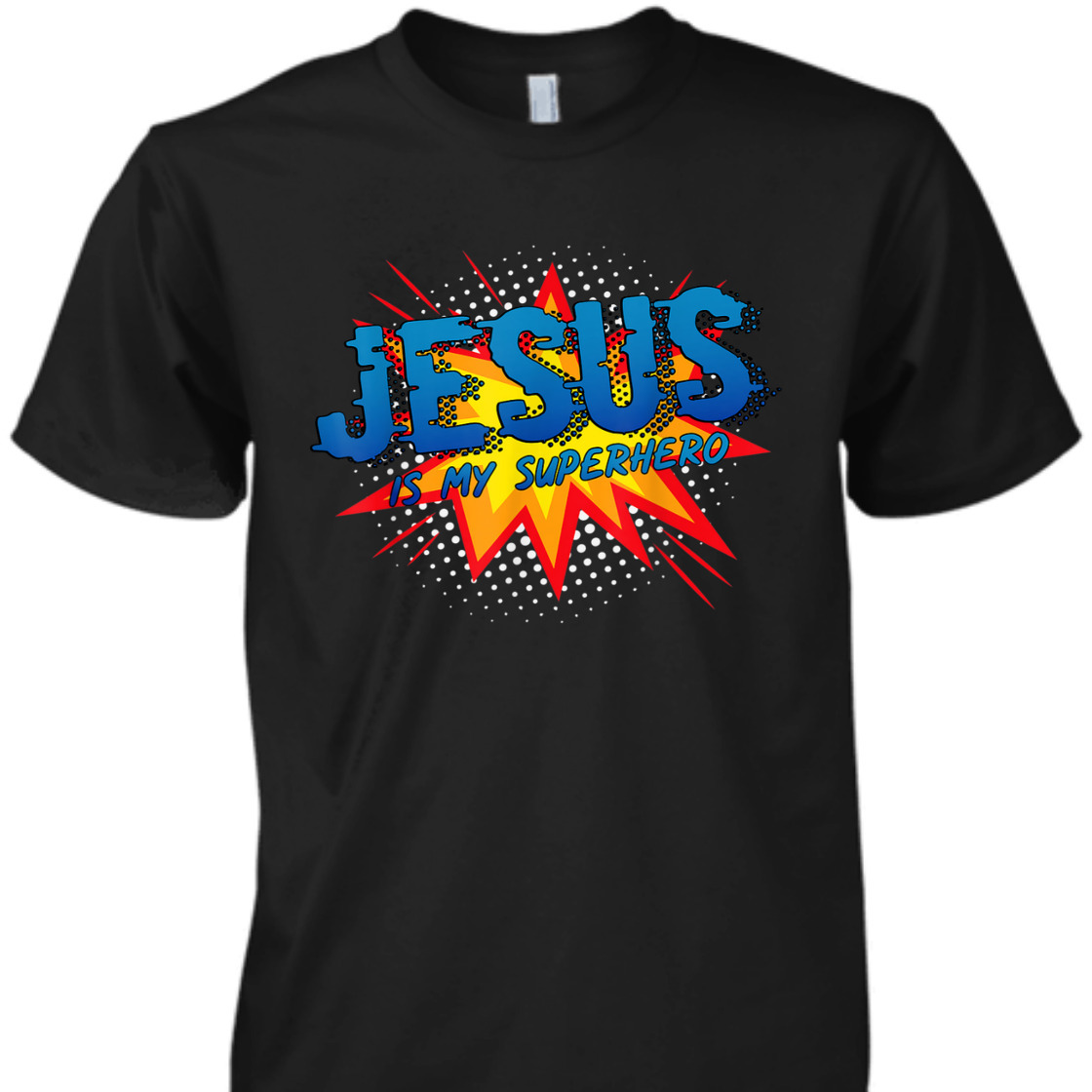 Jesus Is My Superhero Comic Style Funny Christian T-Shirt