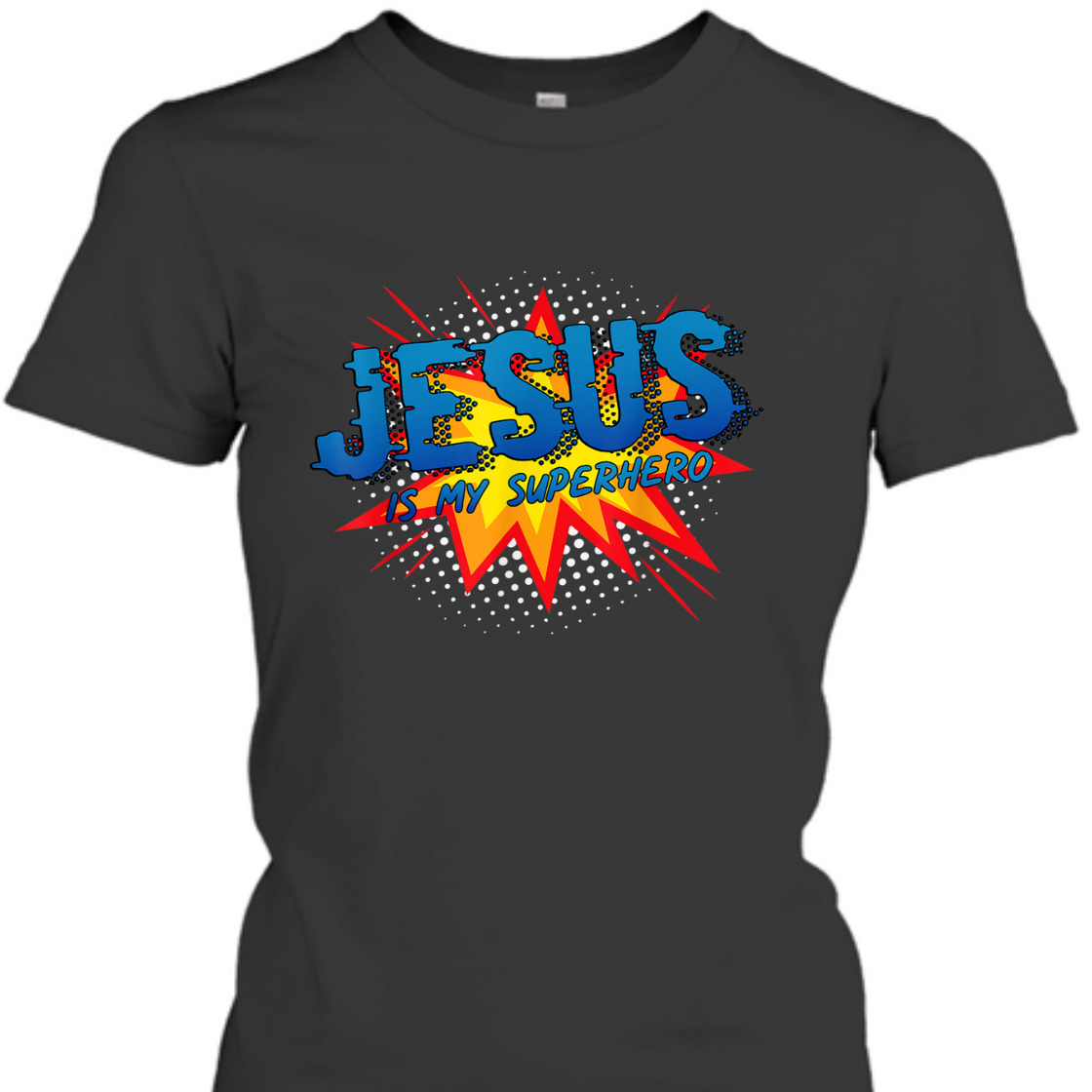 Jesus Is My Superhero Comic Style Funny Christian T-Shirt