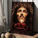 The Face Of Jesus Heart Crown Of Thorn Canvas Print
