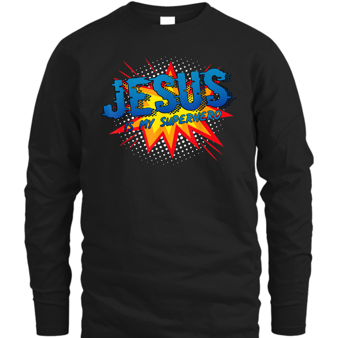 Jesus Is My Superhero Comic Style Funny Christian T-Shirt Jesus Is My Superhero Comic Style Funny Christian T-Shirt