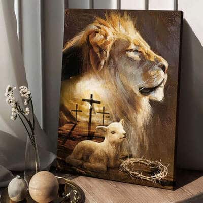 Lion Lamb Cross Lion Of Judah Canvas Print