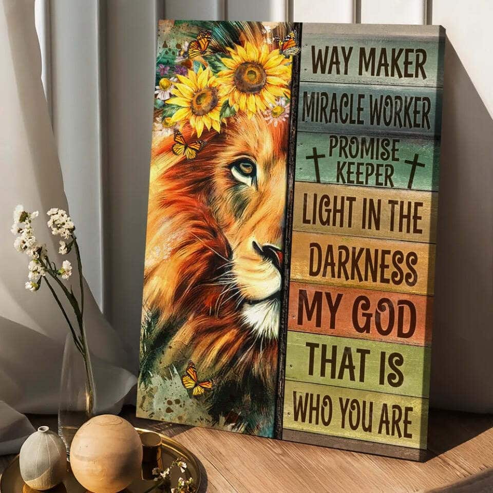 Lion Of Judah Sunflower Wreath Way Maker Miracle Worker Canvas Print Lion Of Judah Sunflower Wreath Way Maker Miracle Worker Canvas Print