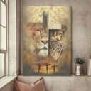 Praying With Jesus Lion Of Judah Cross Canvas Print