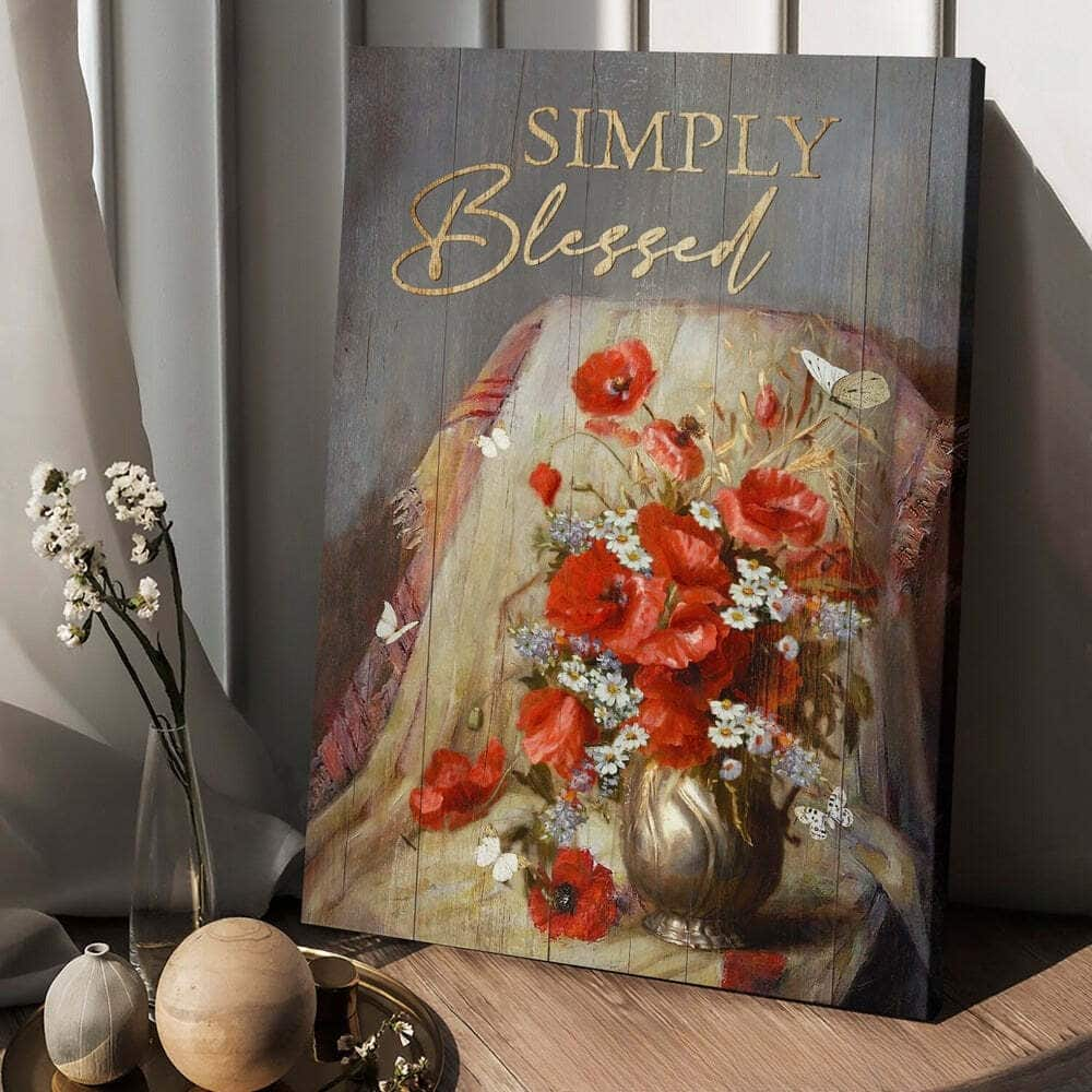 Poppy Butterfly Jesus Simply Blessed Canvas Print