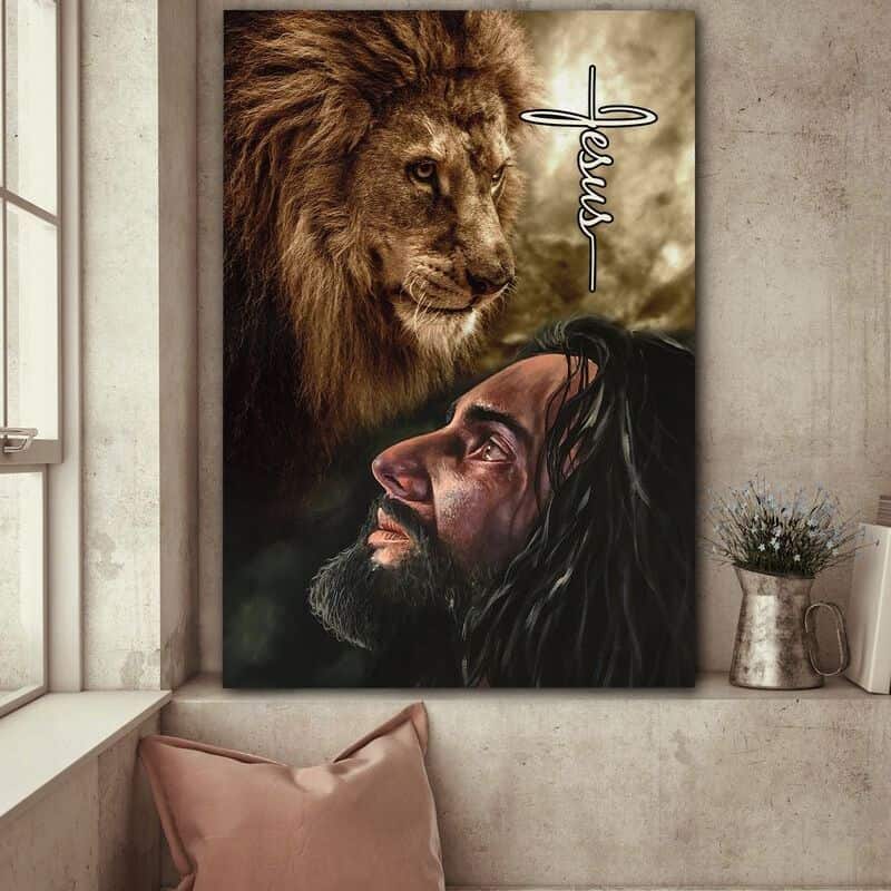 Christian The Face Of Jesus And Lion Jesus Canvas Print Christian The Face Of Jesus And Lion Jesus Canvas Print