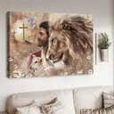 Christian King Of Kings Jesus Dove Cross Canvas Wall Art