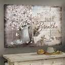 Vintage Christian Just Breathe Butterflies Canvas Wall Art