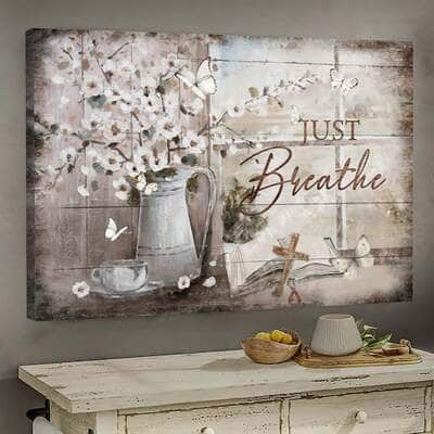 Vintage Christian Just Breathe Butterflies Canvas Wall Art Vintage Christian Just Breathe Butterflies Canvas Wall Art