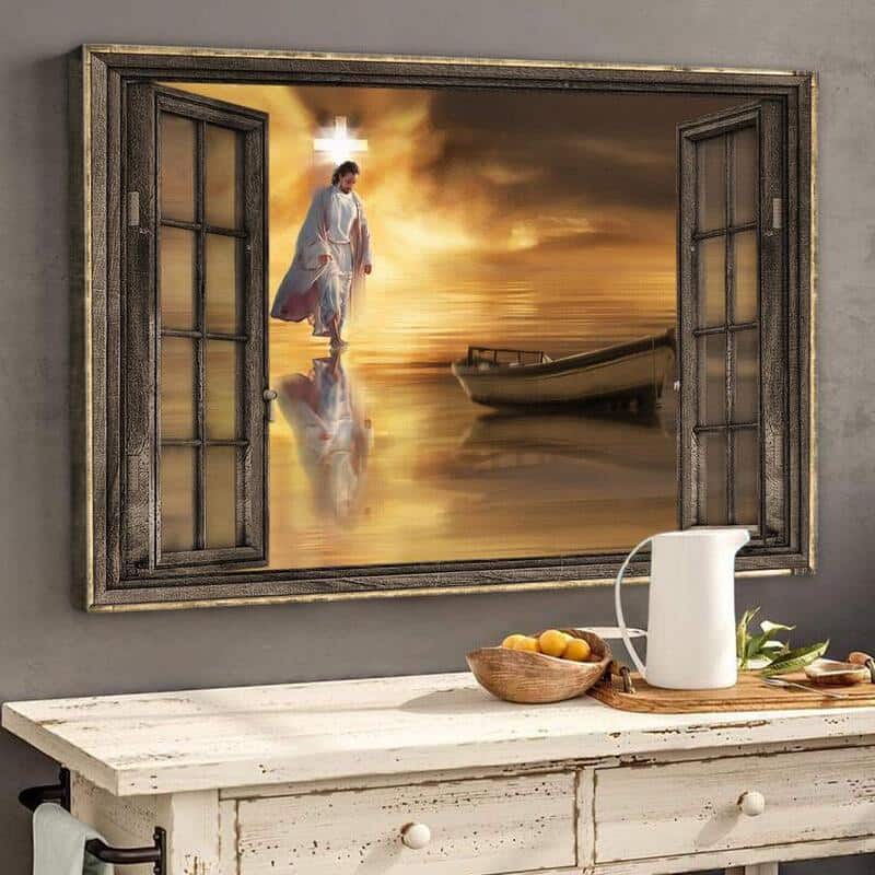 Jesus Walking On Water Christian Canvas Wall Art Jesus Walking On Water Christian Canvas Wall Art