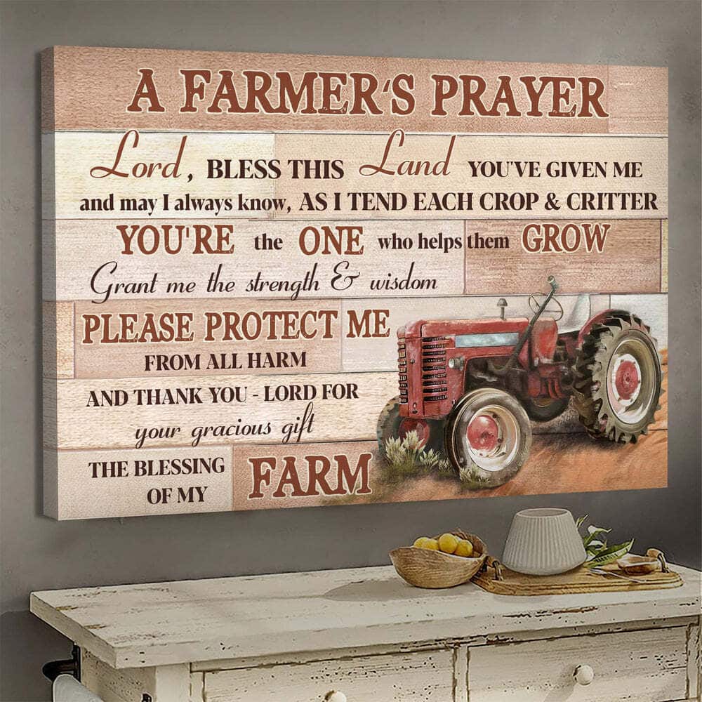 Christian Jesus Vintage A Farmer's Prayer Canvas Wall Art Christian Jesus Vintage A Farmer's Prayer Canvas Wall Art